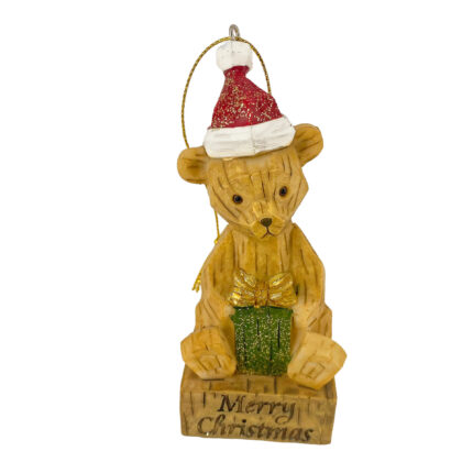 Χριστουγεννιάτικο Στολίδι Αρκουδάκι Πράσινο Δώρο Κεραμικό 10εκ