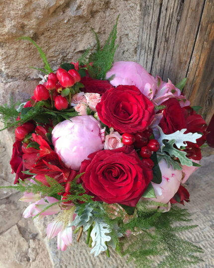 Νυφική Ανθοδέσμη Γάμου Λουλούδια Κόκκινα Ροζ