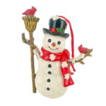 Χριστουγεννιάτικο Στολίδι Χιονάνθρωπος Με Καπέλο & Κασκόλ Κεραμικός 12εκ
