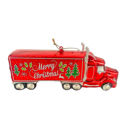 Χριστουγεννιάτικο Στολίδι Κόκκινο Φορτηγό Γυάλινο 7.5εκ