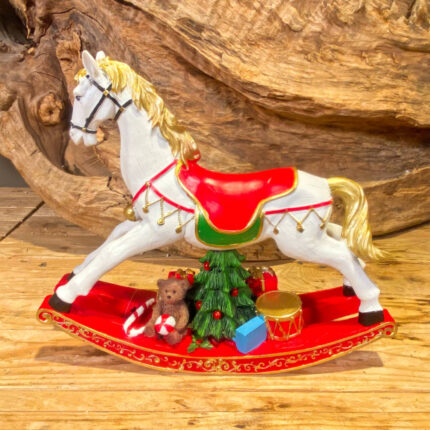 Χριστουγεννιάτικο Διακοσμητικό Αλογάκι Κεραμικό Λευκό 25εκ