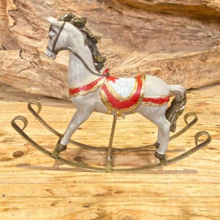 Χριστουγεννιάτικο Διακοσμητικό Άλογο Κεραμικό Μπεζ Κόκκινο 23*26εκ