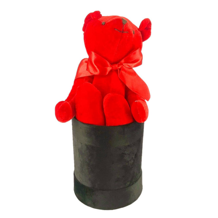 Χριστουγεννιάτικο Διακοσμητικό Αρκουδάκι Σε Μαύρο Κουτί 21εκ