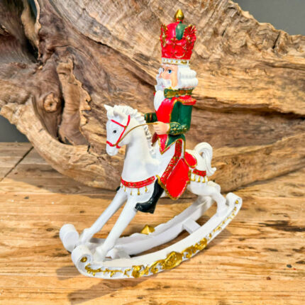 Χριστουγεννιάτικο Διακοσμητικό Καρυοθραύστης Σε Κουνιστό Άλογο Λευκό