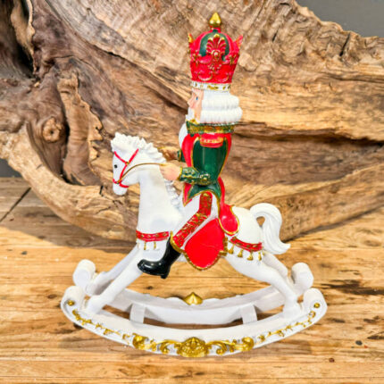 Χριστουγεννιάτικο Διακοσμητικό Καρυοθραύστης Σε Κουνιστό Άλογο Λευκό