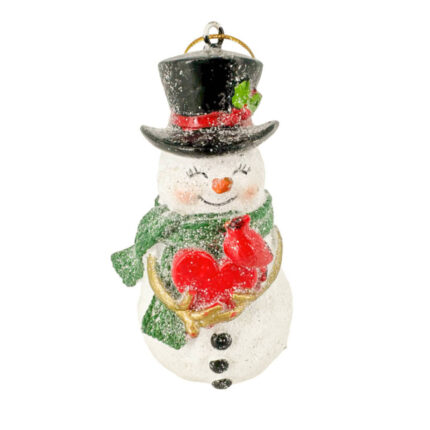 Χριστουγεννιάτικο Στολίδι Κεραμικός Χιονάνθρωπος Μαύρο Καπέλο