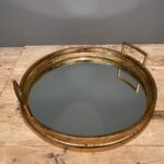 Διακοσμητικός Δίσκος Καθρέφτη Χρυσός Μεταλλικός Στρογγυλός 46*11εκ