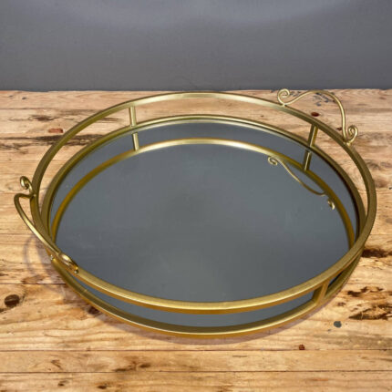 Δίσκος Διακοσμητικός Χρυσό Ματ Στρογγυλός με Καθρέφτη 40εκ