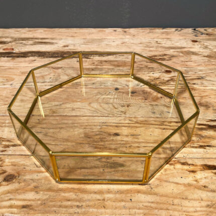 Δίσκος Διακοσμητικός Χρυσός Οχτάγωνο Μεταλλικός Γυάλινος 23*4εκ