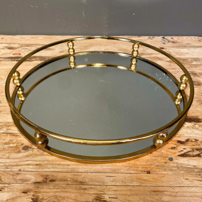 Διακοσμητικός Δίσκος Χρυσός Στρογγυλός Μεταλλικός με Καθρέφτη 38*6εκ