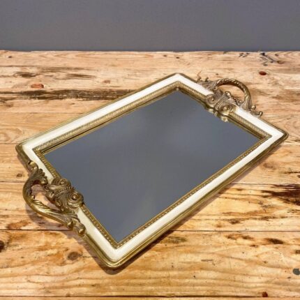 Δίσκος Διακοσμητικός Ιβουάρ-Χρυσό Καθρέφτη Ορθογώνιος 39*25cm