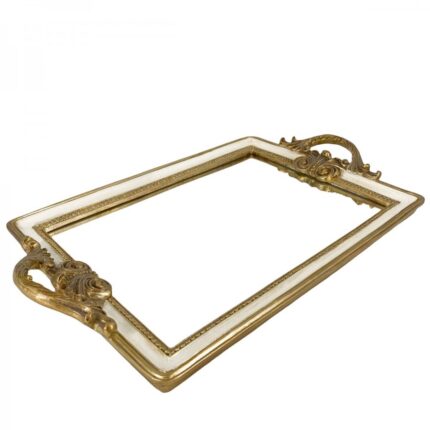 Δίσκος Διακοσμητικός Ιβουάρ-Χρυσό Καθρέφτη Ορθογώνιος 39*25cm