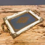 Δίσκος Διακοσμητικός Καθρέφτη Ορθογώνιος Vintage Ιβουάρ Χρυσό 41*26εκ