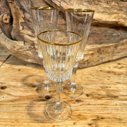 Σετ Γάμου Κρυστάλλινα Ποτήρια Κρασιού & Σαμπάνιας Χρυσό Χείλος
