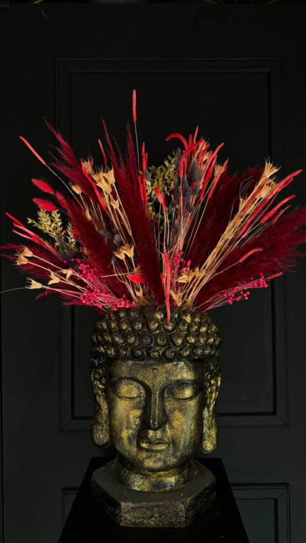 Κασπώ Διακοσμητικό Προτομή Βούδα Με Πολύχρωμα Αποξηραμένα Λουλούδια