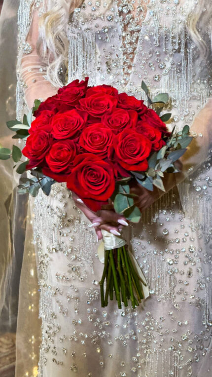 Ανθοδέσμη Γάμου Με Τριαντάφυλλα Κόκκινα & Ευκάλυπτο