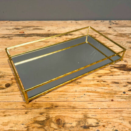Χρυσός Δίσκος Διακοσμητικός Ορθογώνιος Μεταλλικός Με Καθρέφτη 30*17εκ