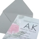 Πρωτότυπο Προσκλητήριο Γάμου Φυστικί Διάφανο Λουλούδια