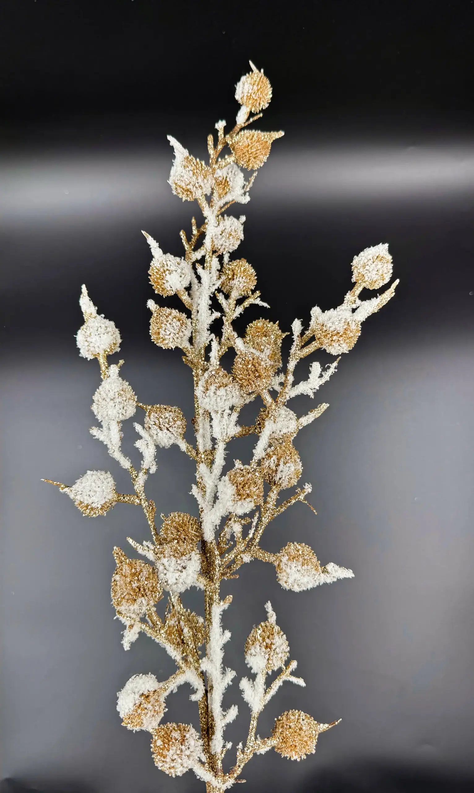 christougenniatiko-kladi-chionismena-chrysa-berries Χριστουγεννιάτικο Κλαδί Χιονισμένα Χρυσά Berries 81εκ