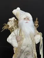 Χριστουγεννιάτικος Διακοσμητικός Άγιος Βασίλης Λευκός Χρυσός Με Δώρα 46εκ