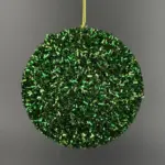 Χριστουγεννιάτικη Μπάλα Πράσινη Με Υφή Tinsel Στρας 10εκ