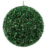 Χριστουγεννιάτικη Μπάλα Πράσινη Με Υφή Tinsel Στρας 10εκ
