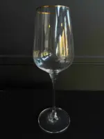 Ποτήρι Κρασιού 360mL Γυάλινο Κολωνάτο Χρυσή Ρίγα 25*8εκ