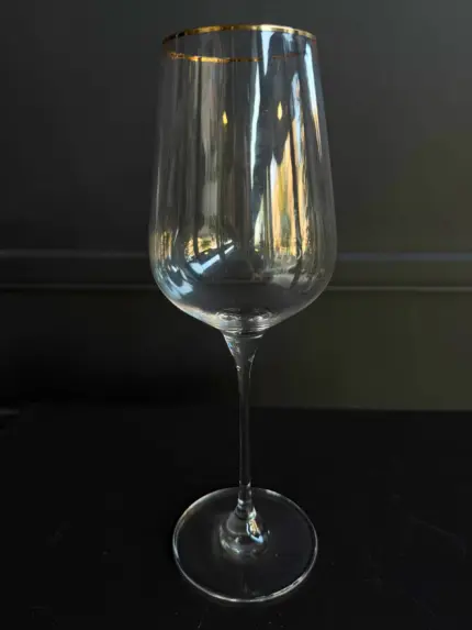 Ποτήρι Κρασιού 360mL Γυάλινο Κολωνάτο Χρυσή Ρίγα 25*8εκ
