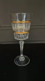 Ποτήρι Κρασιού 230mL Κρυστάλλινο Ανάγλυφο & Χρυσές Ρίγες 21εκ