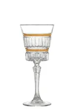 Ποτήρι Κρασιού 230mL Κρυστάλλινο Ανάγλυφο & Χρυσές Ρίγες 21εκ