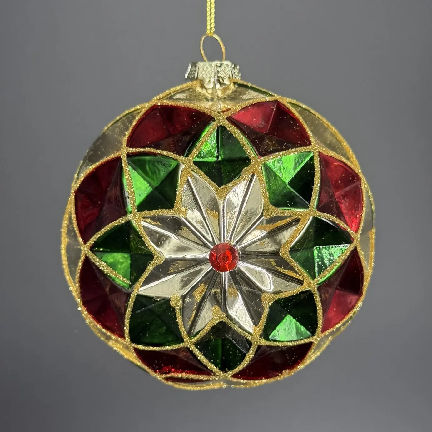 christougenniatiki-polychromi-bala-anaglyfi-asimi-louloudi Χριστουγεννιάτικη Πολύχρωμη Μπάλα Ανάγλυφη Ασημί Λουλούδι 10εκ