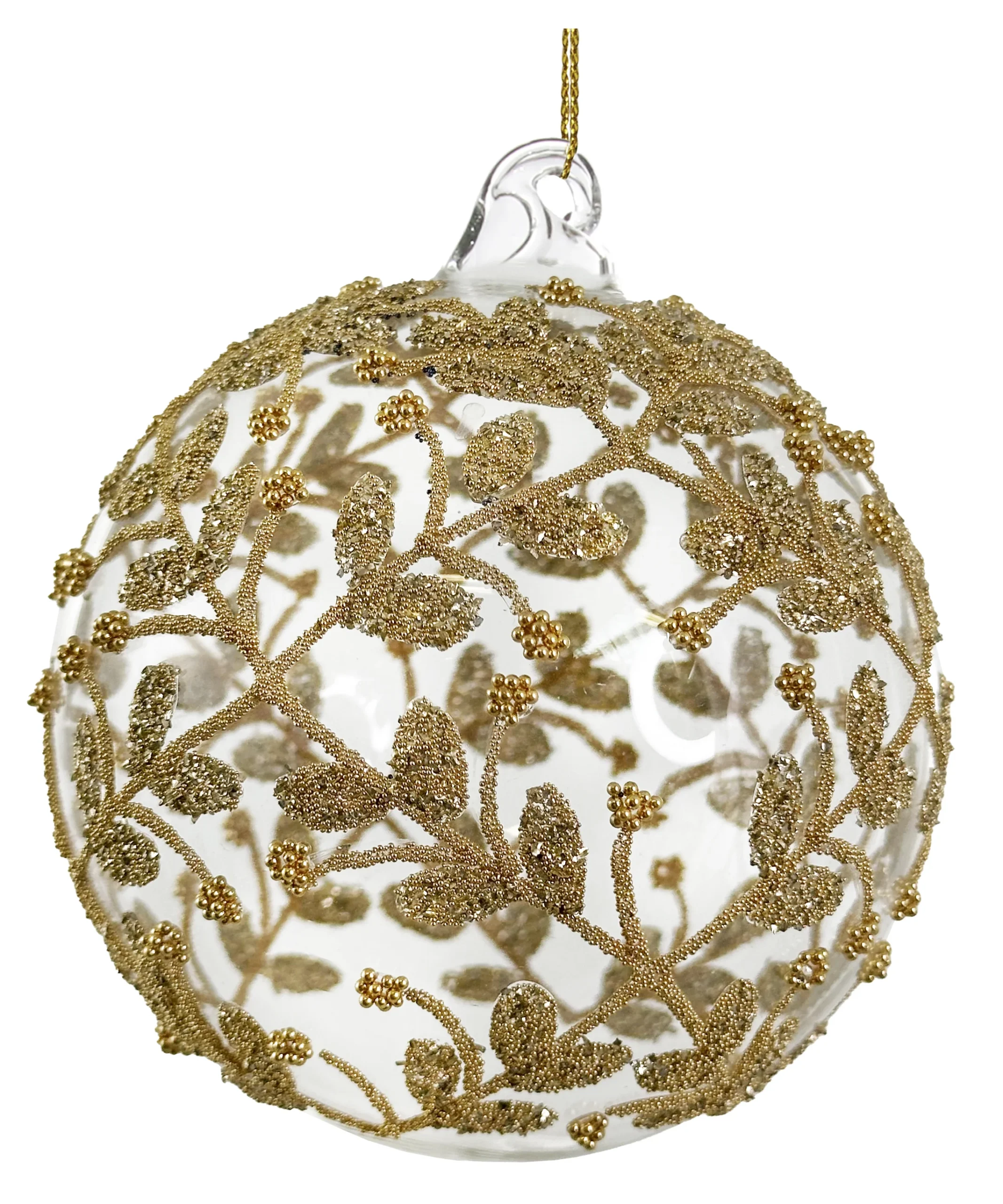 christougenniatiki-gyalini-bala-diafani-chrysi-floral Χριστουγεννιάτικη Γυάλινη Μπάλα Διάφανη Χρυσή Φλοράλ 10εκ