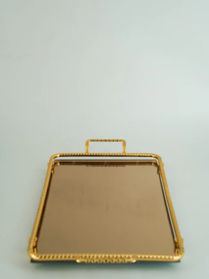 Δίσκος Γάμου Χρυσός Vintage Με Καθρέπτη & Χερούλια 35*21εκ