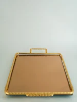 Δίσκος Γάμου Χρυσός Vintage Με Καθρέπτη & Χερούλια 42*26εκ