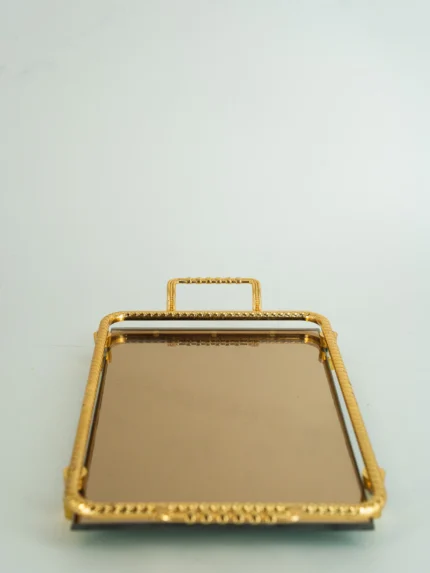 Δίσκος Γάμου Μικρός Χρυσός Vintage Με Καθρέπτη 30*18εκ