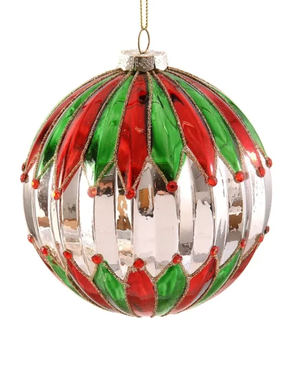 Χριστουγεννιάτικη Μπάλα Ασημί Πολύχρωμο Μοτίβο Circus 12εκ