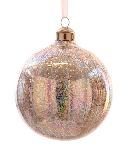 Χριστουγεννιάτικη Μπάλα Σαμπανί με Ιριδισμούς & Γκλίτερ 10εκ
