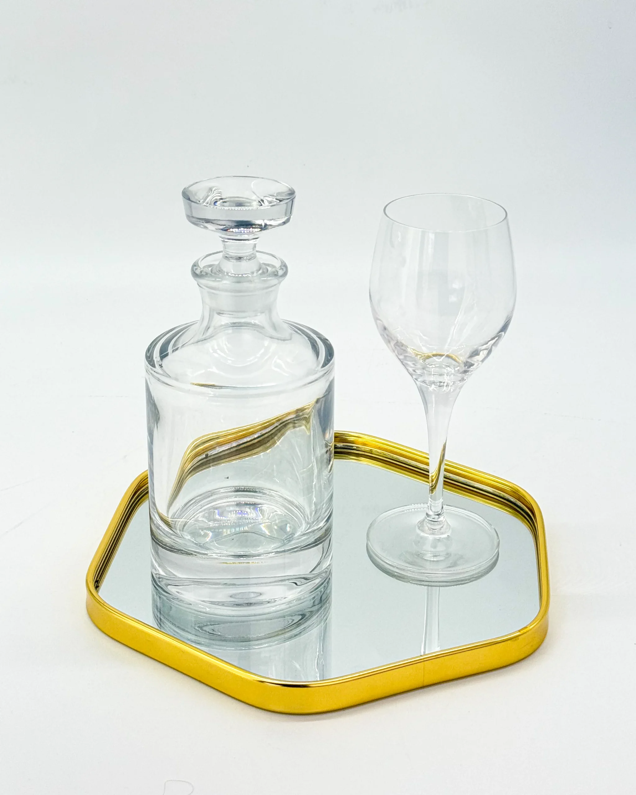 set-gamou-me-disko-polygono-me-kathrepti-karafa-potiri Σετ Γάμου με Δίσκο Πολύγωνο με Καθρέπτη Καράφα & Ποτήρι