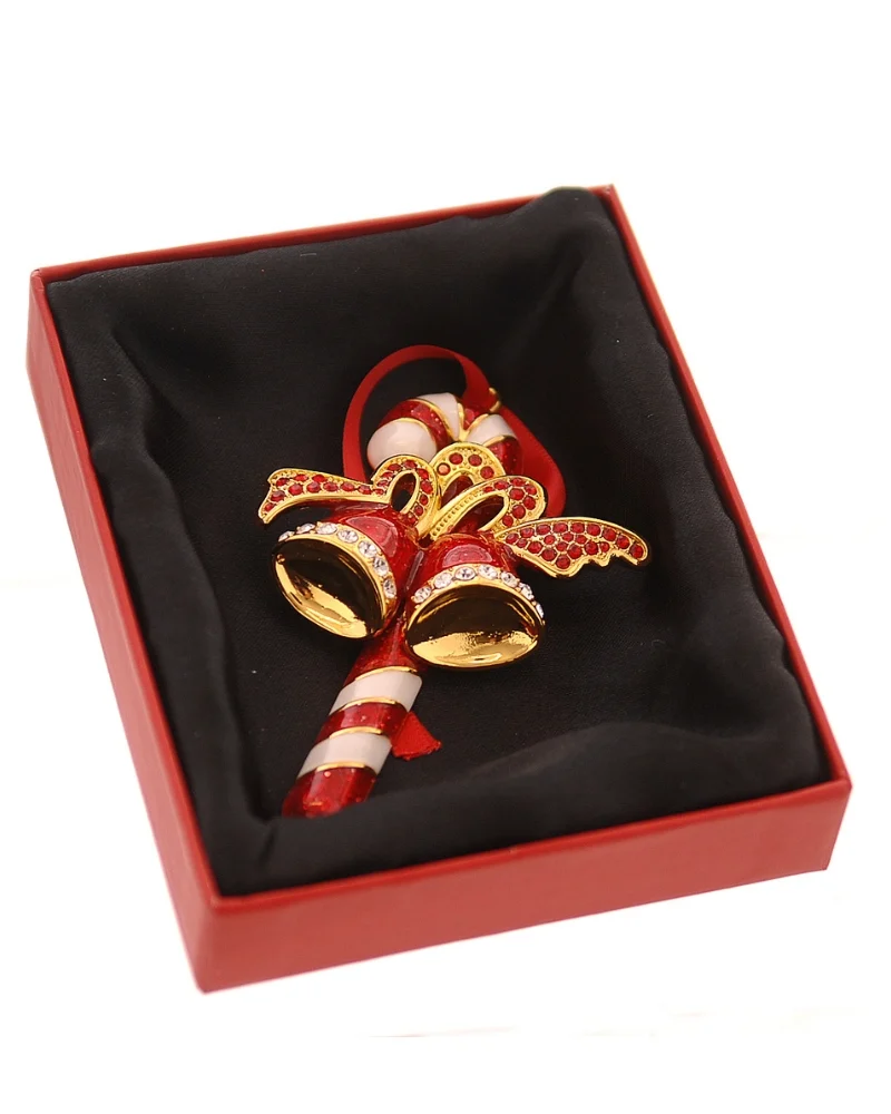 christougenniatiko-stolidi-kokkines-kabanes-me-candy-cane Χριστουγεννιάτικο Στολίδι Κόκκινες Καμπάνες με Candy Cane 9εκ