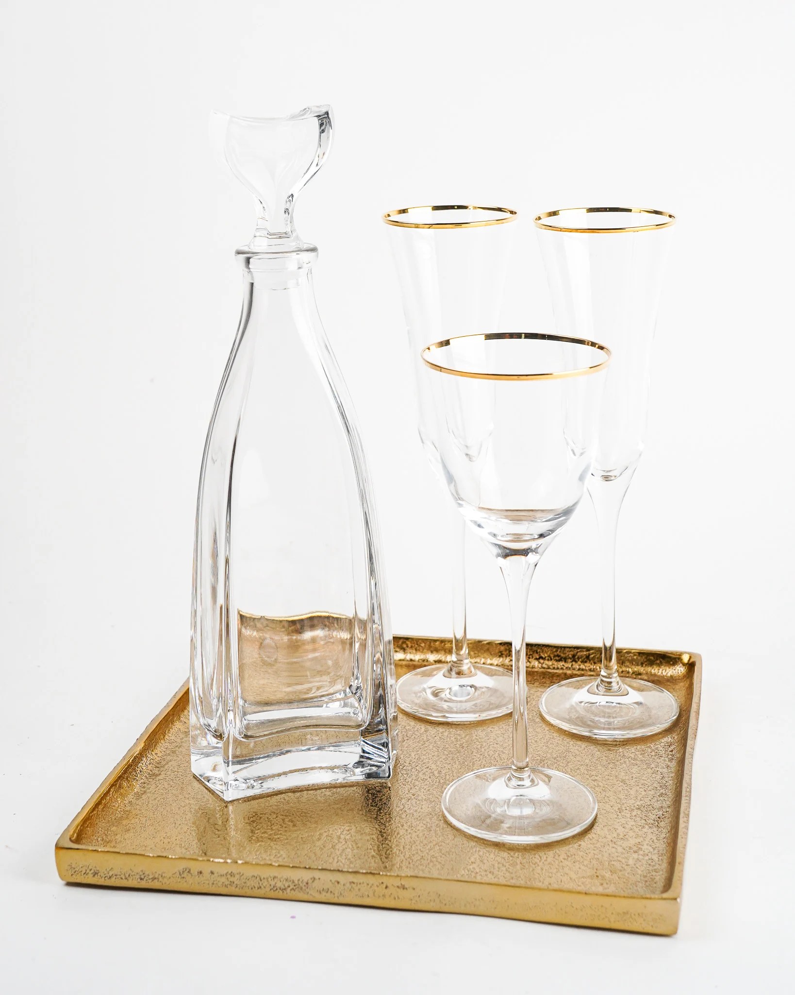 set-gamou-diskos-metallikos-krystallini-karafa-potiria Σετ Γάμου Δίσκος Μεταλλικός Κρυστάλλινη Καράφα & Ποτήρια